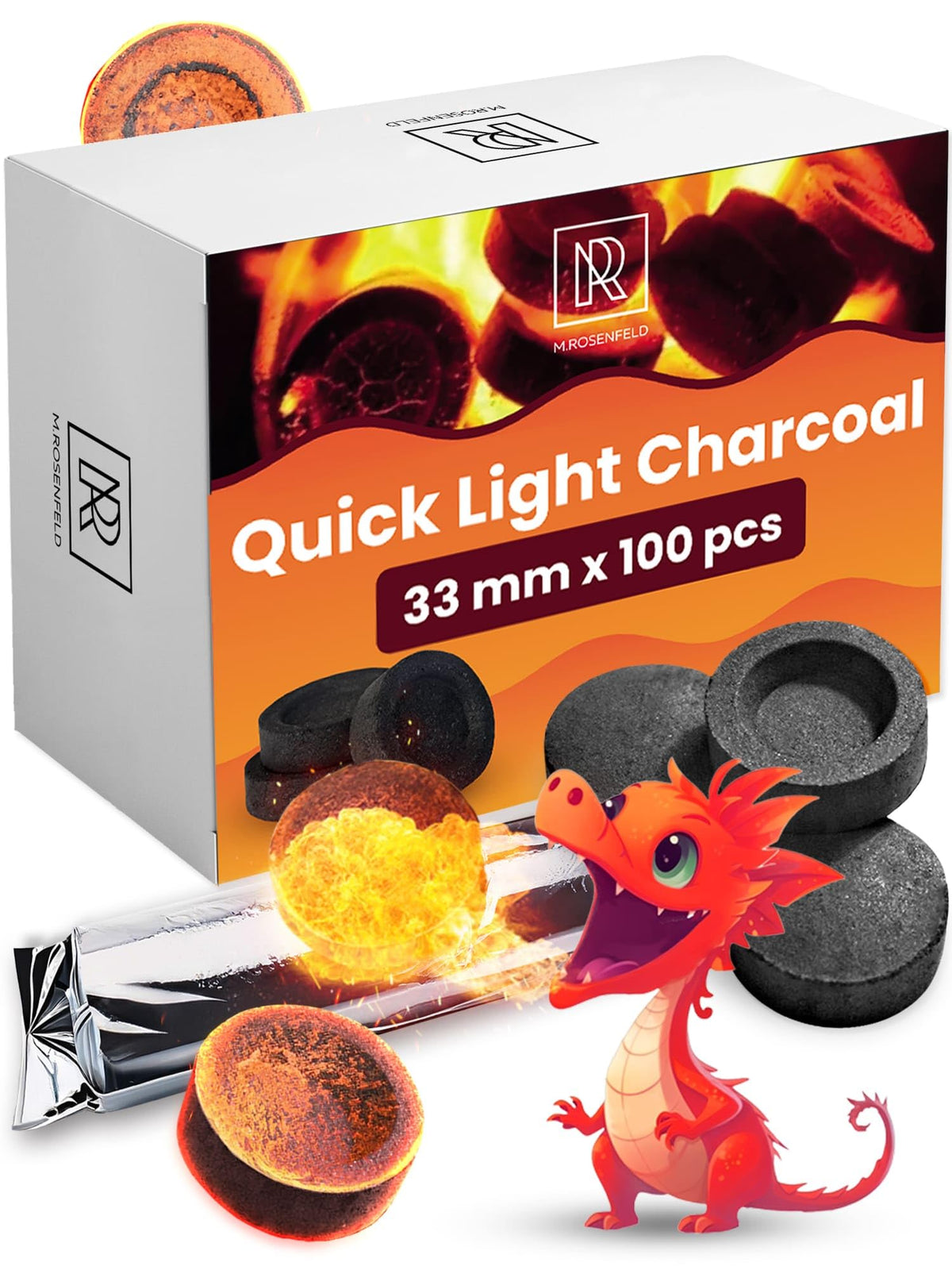 M. ROSENFELD Quick-Light Hookah Charcoal Discs – 100 pcs