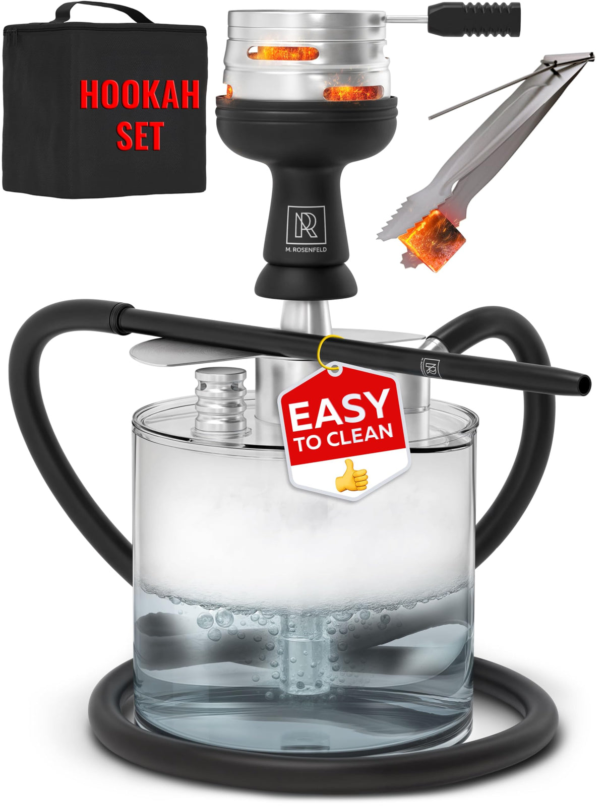 M. ROSENFELD YADO Square LED Acrylic Hookah Set – Original YADO To Go (Black)