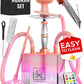 M. ROSENFELD YADO Square LED Acrylic Hookah Set – Rose Gold / 2 Hose