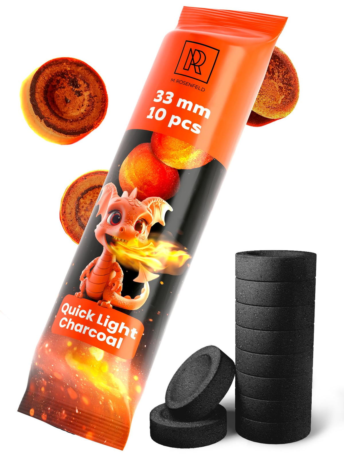 M. ROSENFELD Quick-Light Hookah Charcoal Discs – 10 pcs